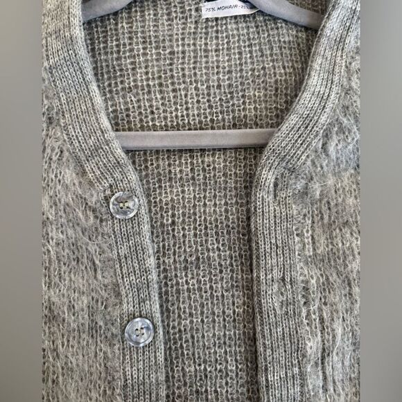Vintage 60s Wool Mohair Shag Knit Kurt Cobain Cardigan Sweater Sz M w/ Patches - Picture 4 of 9